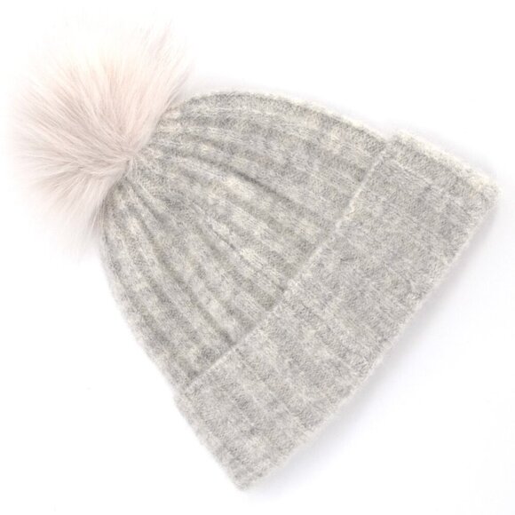 NEW Aritzia Auxiliary Jay Pom Cuff Beanie Sweater Knit Alpaca Wool Light Gray OS - Picture 3 of 6